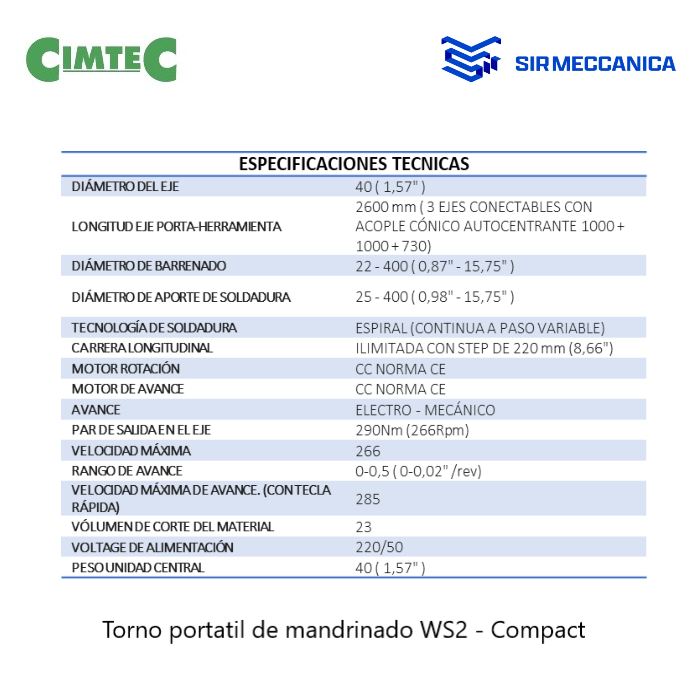 Torno portatil para mandrinado WS2 - Compact