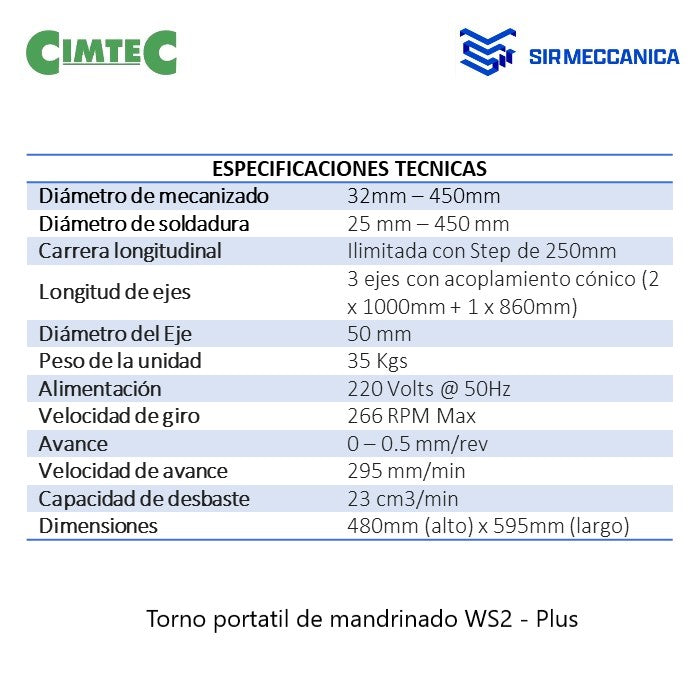 Torno portátil para mandrinado WS2 Plus